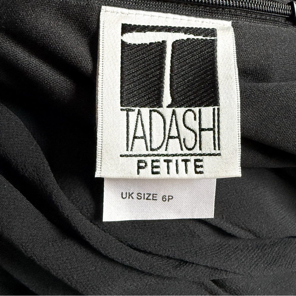 TADASHI S Petite Black Chiffon Pin Tucked Hi Lo Ruched Cocktail Party Dress - Picture 8 of 15